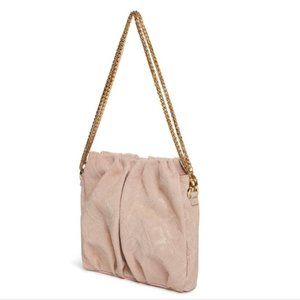 NWT ELLEME Square Vague Serpent Rose Python Snake Effect Pink Suede Shoulder Bag